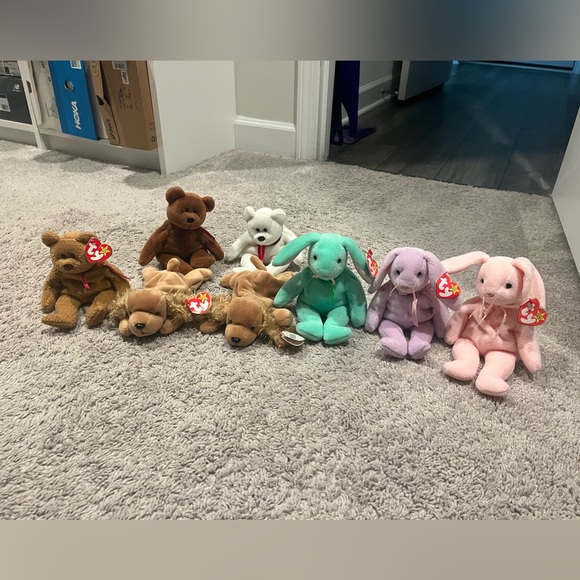beenie babys Other - Adorable Ty Beanie Babies Plush Toy Collection - Brown, White, Green, Pink